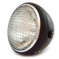 7" Side Mount Motorcycle Headlight Gloss/Matte Black Chrome Grill Clear Halogen