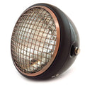 7" Side Mount Motorcycle Headlight Gloss Black Matte Bronze Grill Clear Halogen