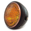 7" Side Mount Motorcycle Headlight Gloss/Matte Black Bronze Grill Amber Halogen