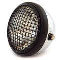 7" Side Mount Motorcycle H4 Halogen Headlight w/ Grill Chrome Matte Black Clear