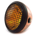 7" Side Mount Motorcycle H4 Halogen Headlight w/ Grill - Bronze Black Amber