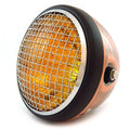 7" Side Mount Motorcycle H4 Halogen Headlight - Bronze Black Chrome Grill Amber