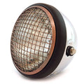 7" Side Mount Motorcycle H4 Halogen Headlight - Chrome Black Bronze Grill Clear