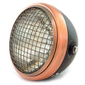7" Side Mount Motorcycle H4 Halogen Headlight w/ Grill Matte Black Bronze Clear