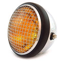 7" Side Mount Motorcycle H4 Halogen Headlight w/ Grill Chrome Matte Black Amber