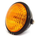 5.75" Side Mount Halogen Motorcycle Headlight - Gloss Black - Amber