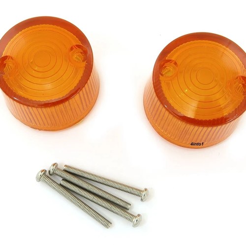 Replacement Turn Signal Lens Set - Amber - Honda Kawasaki Cafe Bobber Chopper