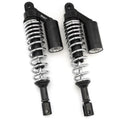 Black & Chrome Remote Reservoir Motorcycle Shocks - Eye To Clevis - 350mm 360mm