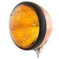 7" Bottom Mount Motorcycle Headlight - Bronze - Matte Black - Amber H4 Halogen