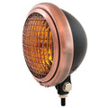 5.75" Motorcycle Bottom Mount Headlight w/ Grill - Matte Black Bronze Amber