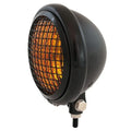 5.75" Motorcycle Bottom Mount Headlight w/ Grill - Matte Gloss Black Amber
