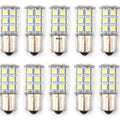 Set of 10 - LED Bulbs - 27 Smd - 1156 - White - RV Camper Car Truck Motorcycle