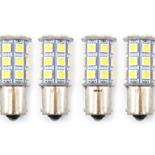 Set of 4 - LED Bulbs - 27 Smd - 1156 - White - RV Camper Car Truck Motorcycle