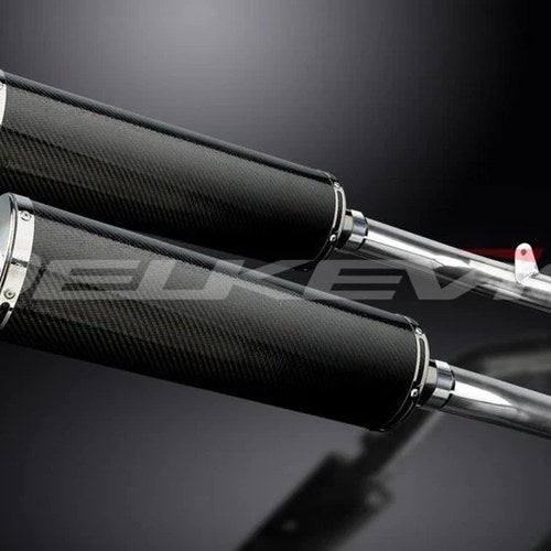 Delkevic 18" Carbon Oval Mufflers Slip On - Honda VTR1000 98-05 RVT1000R 02-06