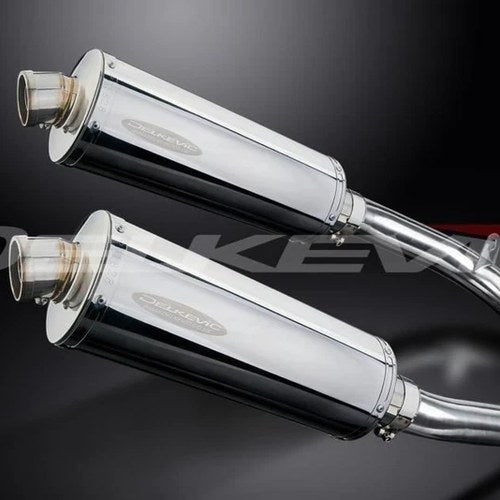 Delkevic 14” Stainless Oval Mufflers - Honda VTR1000F Superhawk 1997-2003