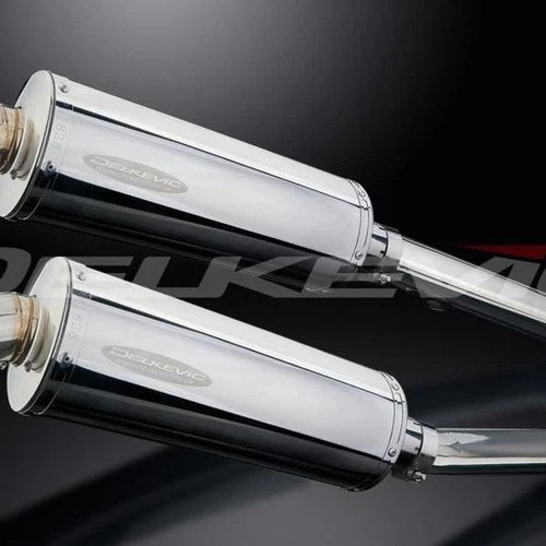 Delkevic 14” Stainless Oval Mufflers - Honda CBR1100XX Blackbird 1996-2009