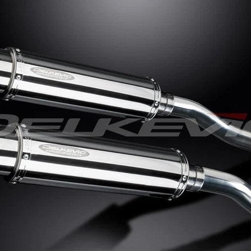 Delkevic 14" Stainless Round Mufflers - Honda ST1300 2003-2015 Exhaust