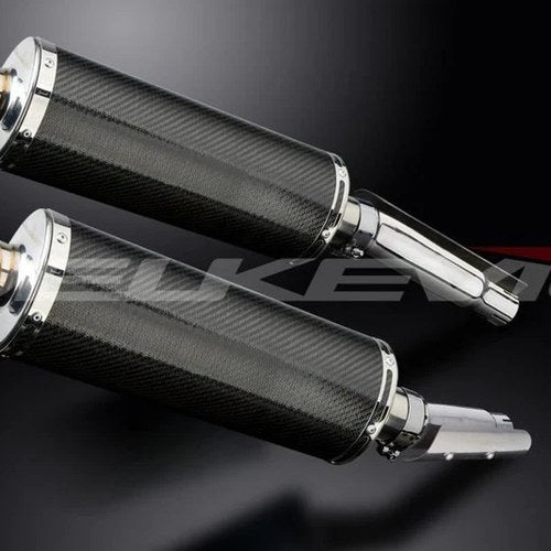 Delkevic 14" Carbon Oval Mufflers - Honda CB900F 2002-2007 Exhaust