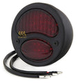 Vintage Model A Duolamp Style 12V LED Tail Light - Black - Universal Cafe Style