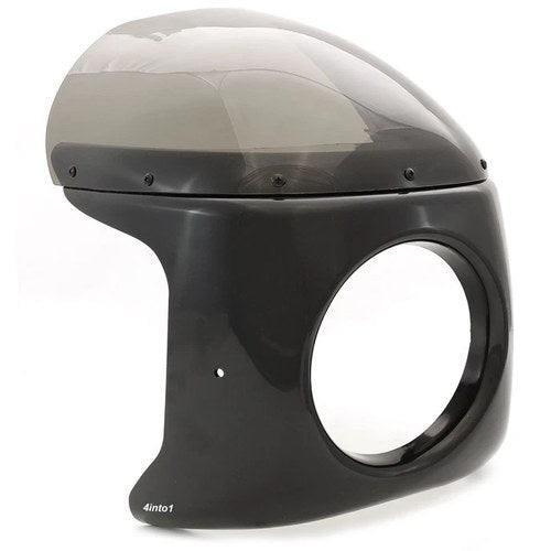 Viper Retro Cafe Racer Motorcycle 1/4 Fairing - Black w/ Smoke Windshield Drag