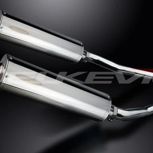 Delkevic 18" Stainless Oval Slip On Mufflers - Kawasaki ZX-14 2006-2007 Exhaust