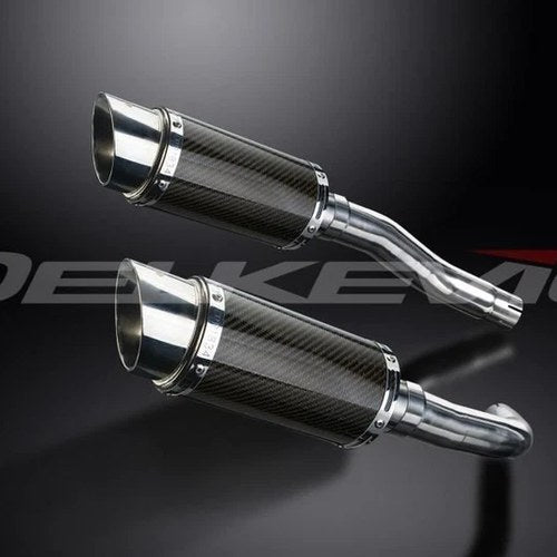 Delkevic 8" Carbon Round Slip On Mufflers - Yamaha YZF-R1 2004-2006 Exhaust
