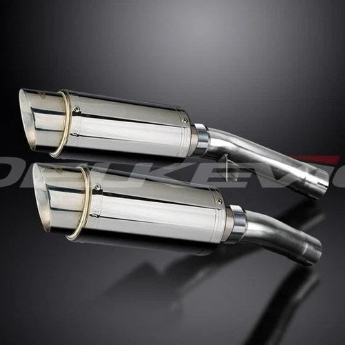 Delkevic 8" Stainless Steel Round Mufflers - Yamaha FJ1100 1984-1985 Exhaust