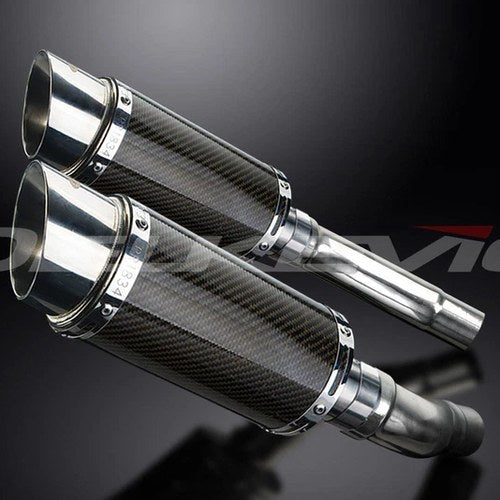Delkevic 8" Carbon Fiber Round Mufflers Triumph Street Triple R - 07-12 Exhaust