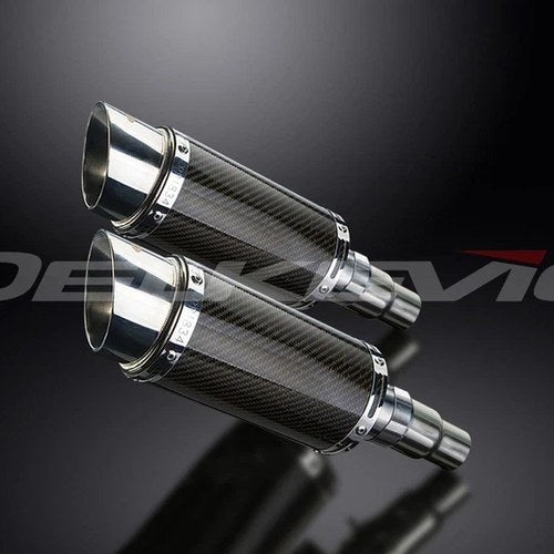 Delkevic 8" Carbon Round Mufflers - Triumph Speed Triple R 1050 - 12-16 Exhaust