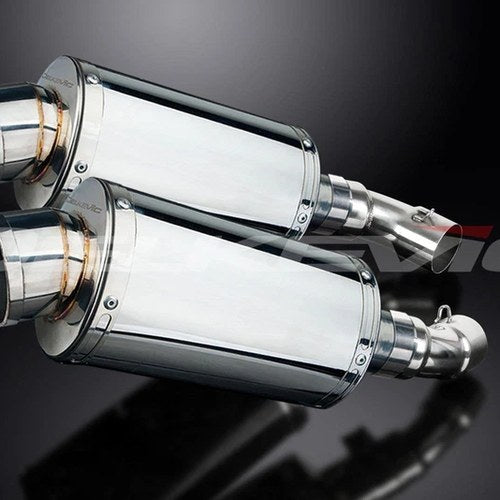 Delkevic 9" Stainless Steel Oval Mufflers - Ducati Monster 696 - 08-14 Exhaust