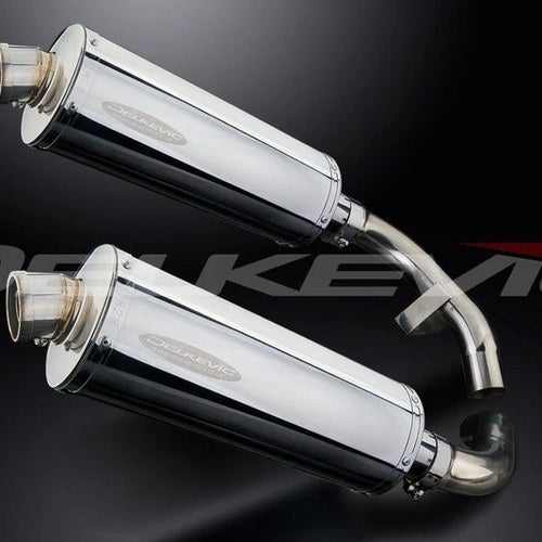Delkevic 14" Stubby Stainless Steel Oval Mufflers - Honda ST1100 - 91-02 Exhaust