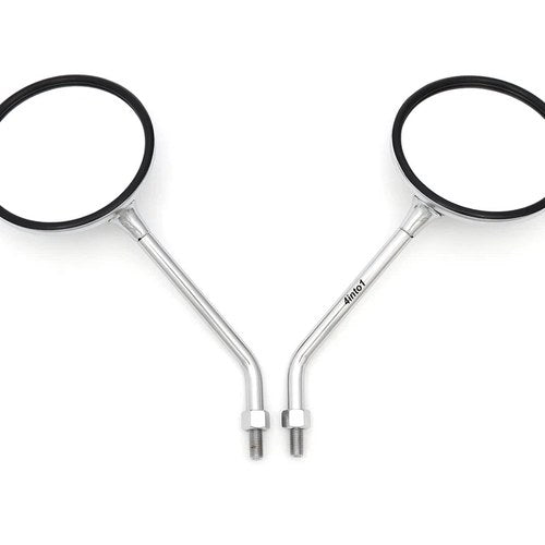 Set of 2 Universal Chrome Motorcycle Mirrors - Long Stem Honda Kawasaki Suzuki