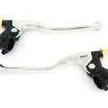 Kawasaki GP Motorcycle Lever Perch Set - Clutch Drum Brake Black & Chrome - 7/8"