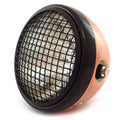7" Side Mount Motorcycle Headlight w/ Grill - Bronze - Black - Clear H4 Halogen