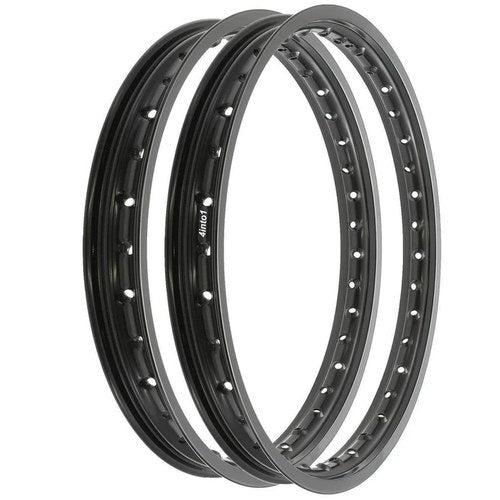 Rising Sun Black Aluminum Rim Set - Honda CT200 Trail 90 - 1964 - 1966