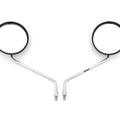 Set of 2 Universal Round Motorcycle Mirrors - 8mm - Chrome Stem / Black Housing