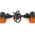 Matte Black Aluminum Turn Signals - Amber Lens - Dual Filament Honda Bobber Cafe