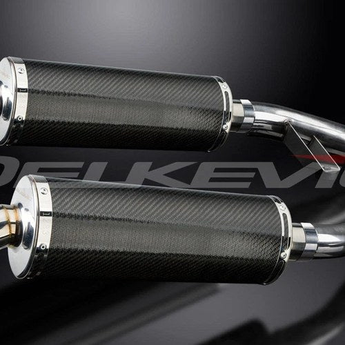 Delkevic 14" Carbon Fiber Oval Mufflers - Triumph Trophy 1200 - 95-03 Exhaust