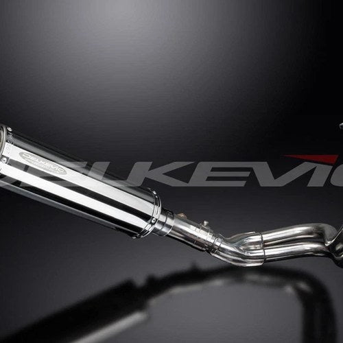 Delkevic Full 2-1 Exhaust 14" Stainless Round Muffler - Kawasaki ER-6N - 09-11