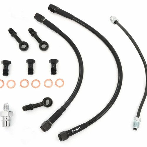 Short Black Stainless Steel Brake Line Kit Clubman Drag Bars Honda CB450 CB750K