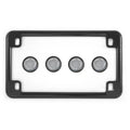Gloss Black License Plate Frame w/ 4 Clear Reflector Bolts Set