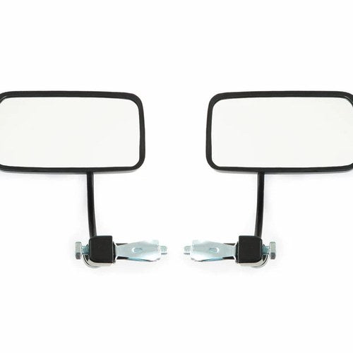 Black Cafe Bar End Motorcycle Mirror Set - Rectangular