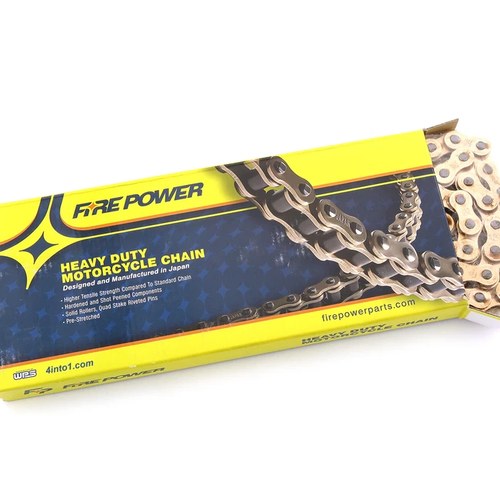 Fire Power Heavy Duty Gold Motorcycle Chain 530 - 110 Link Honda Kawasaki Suzuki