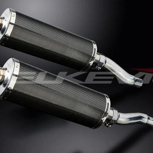 Delkevic 14" Carbon Oval Mufflers - Kawasaki EX500 Ninja 1987-2009 Exhaust