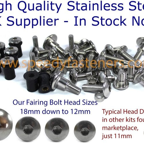 Yamaha Tzr 250 1989-1997 3MA Stainless Fairing & Screen Bolts Wellnut Kit