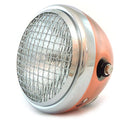 6.5" Side Mount H4 Halogen Motorcycle Headlight w/ Grill - Bronze Chrome