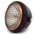 6.5" H4 Halogen Motorcycle Headlight w/ Grill - Gloss Black Matte Black Bronze