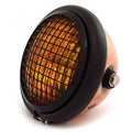 5.75" Halogen Motorcycle Headlight w/ Grill - Bronze Matte Gloss Black - Amber