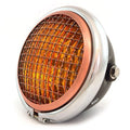 5.75" Halogen Motorcycle Headlight w/ Grill - Matte Black Chrome Bronze - Amber