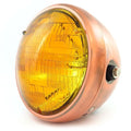 7" Custom Side Mount Motorcycle Headlight Spotlight - Bronze - Amber H4 Halogen